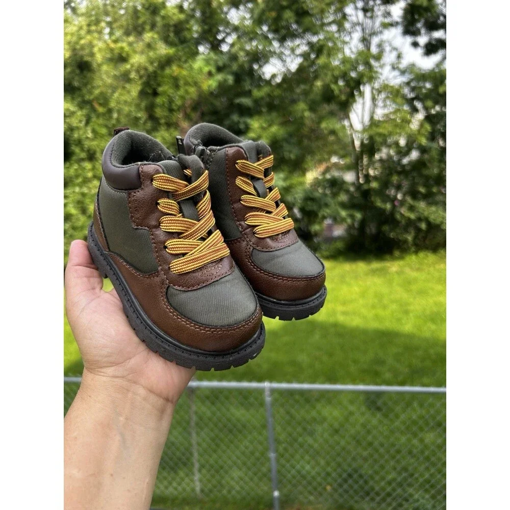 Carter’s Toddler Boys Brown Green Hiking Boots Shoes Size 6M